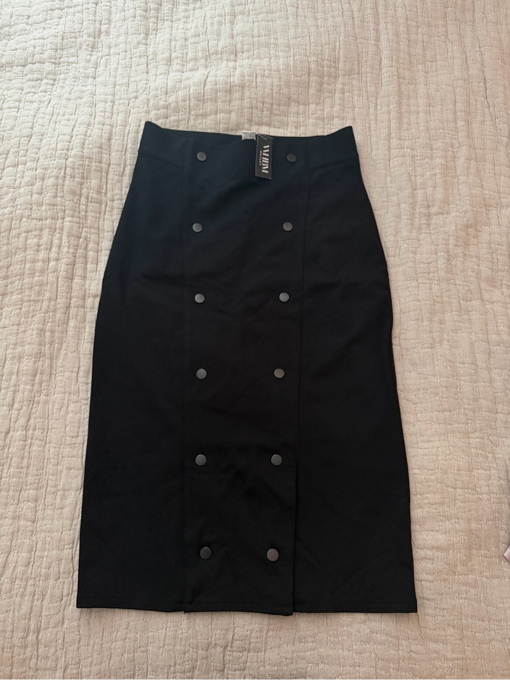 WHBM Black High-Waist Button-Front Pencil Skirt